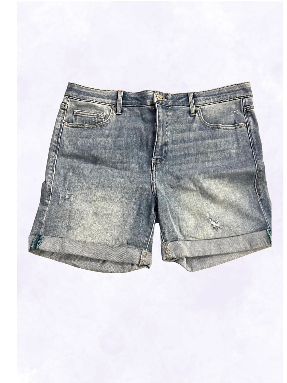 Lularoe Classic Boyfriend Rolled Hem Denim Shorts in Light Blue Size 34